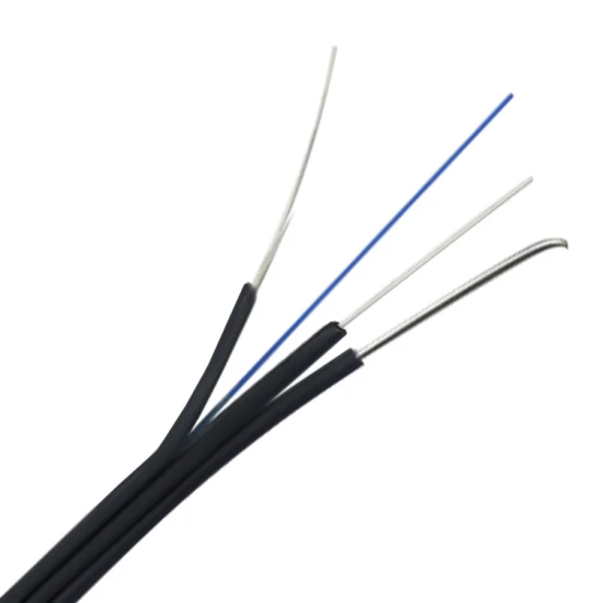 Fiber to Home Optical Duel 1 2 Core FTTH Single Mode Flat Fiber Optic Drop Cable
